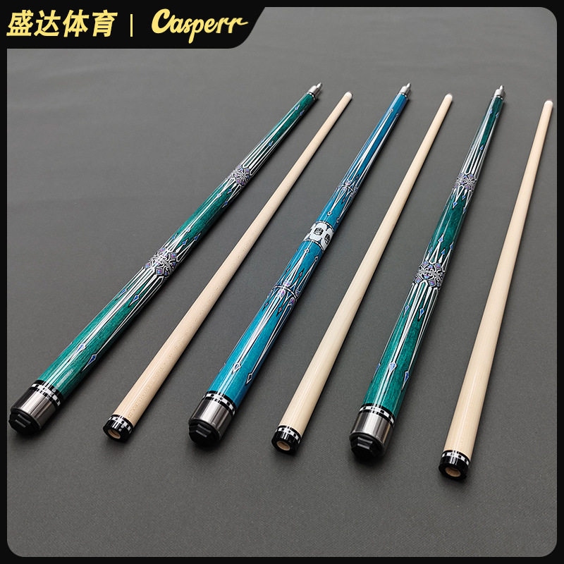 高档青花系列台球杆批发 美式大头杆双节杆花式九球杆桌球杆