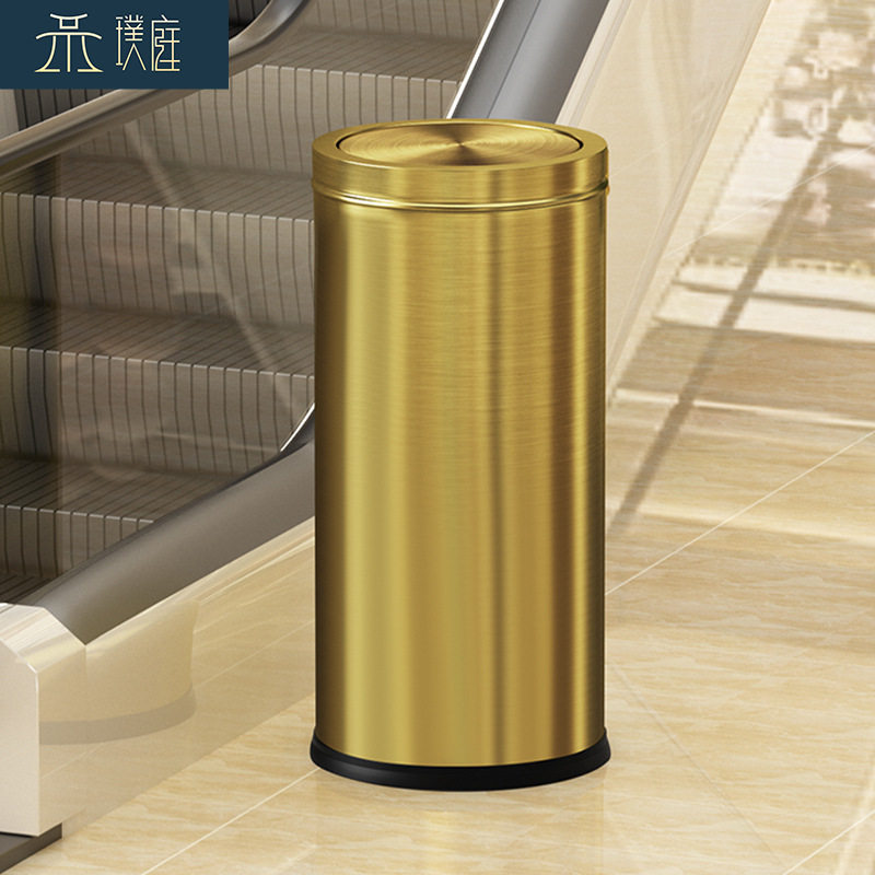 不锈钢金色垃圾桶商用高档酒店电梯口家用厨房双层大号大容量批发