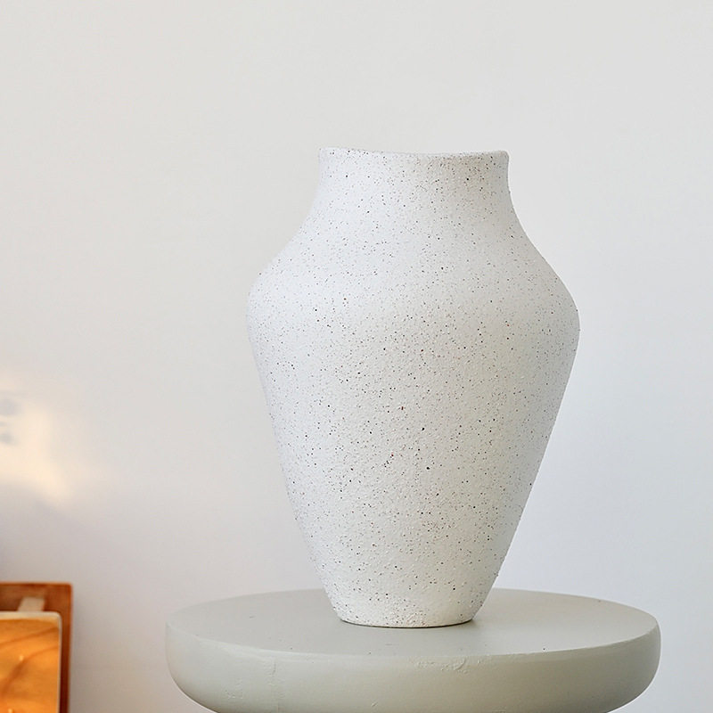 陶瓷花瓶水培桌面餐桌岛台雪柳鲜花吊钟冬青花艺粗砂质感装饰花盆