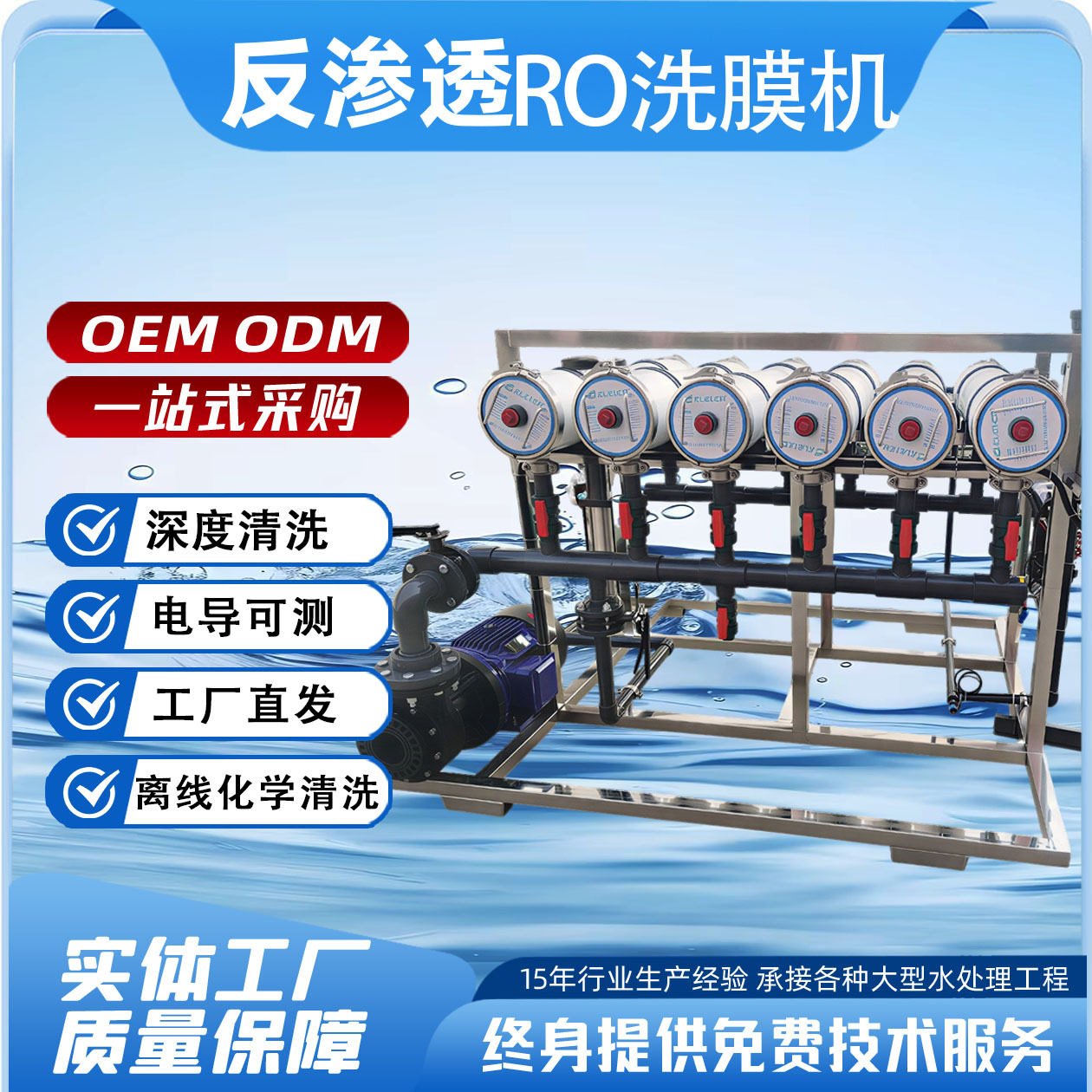 大型工业反渗透洗膜机清洗工具RO水处理阻垢剂RO膜离线清洗设备