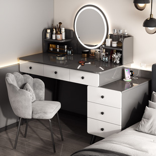 实木梳妆台卧室简约现代化妆桌柜2025新款轻奢高级感一体收纳斗柜