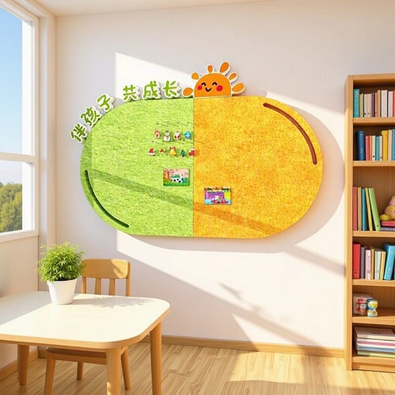 幼儿园家园共育毛毡板墙面装饰环创主题成品材料文化作品照片布置