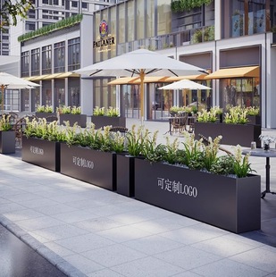 户外不锈钢花箱阳台种植箱商业街外摆长方形花坛铁艺成品花槽