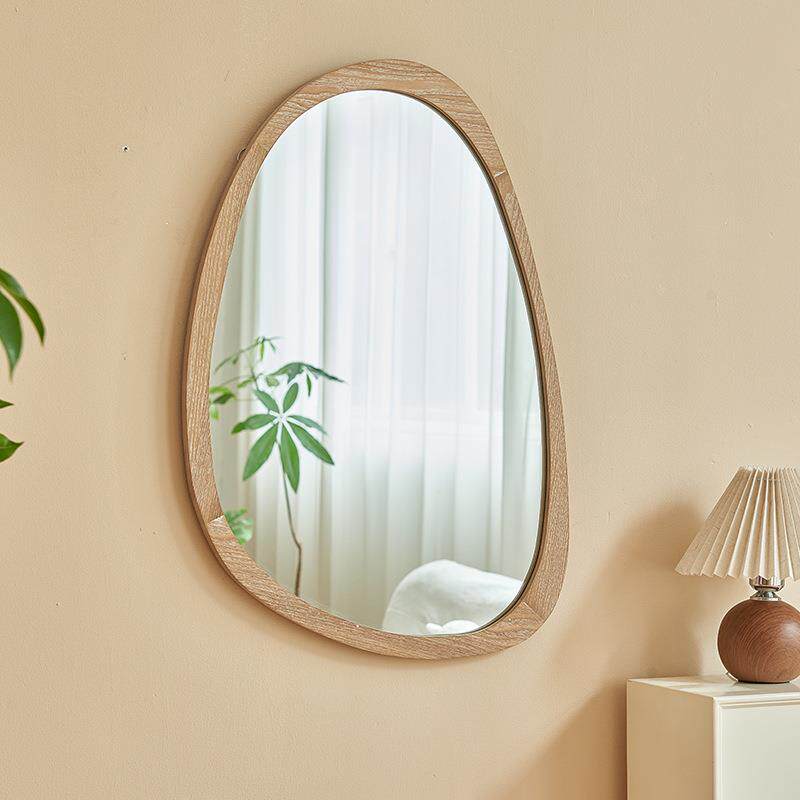 实木美式卫生间浴室镜女生卧室穿衣镜入户玄关不规则壁挂装饰镜