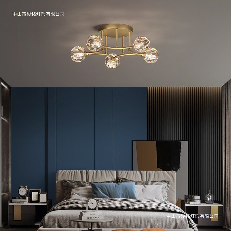 轻奢现代简约全铜水晶吸顶灯