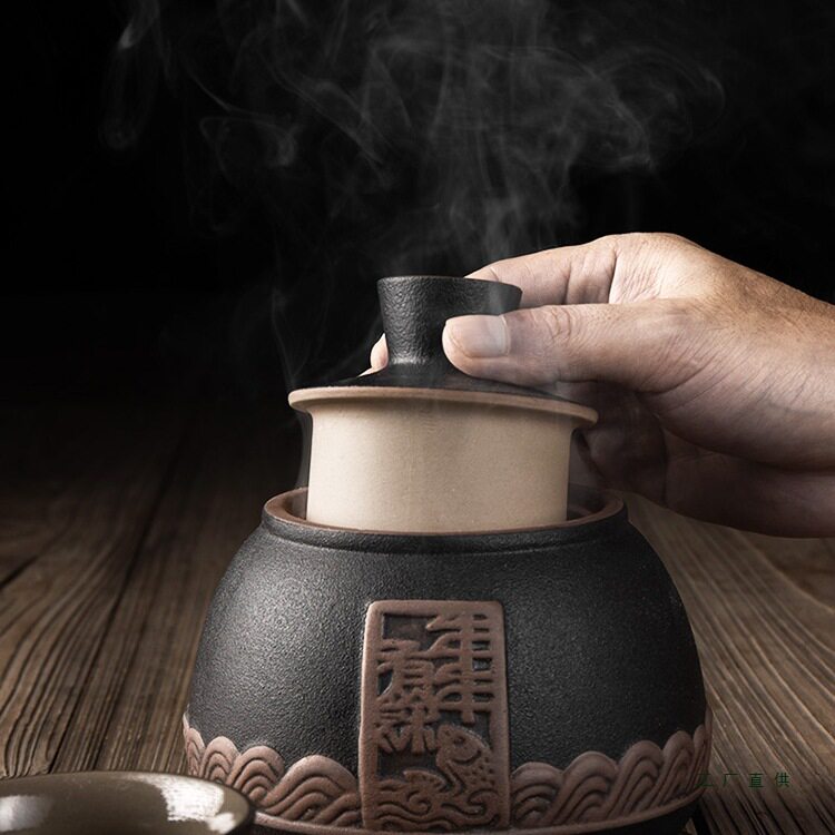 陶瓷温酒器烫酒壶家用年年有余老式仿古酒具套装白酒杯加热温酒壶