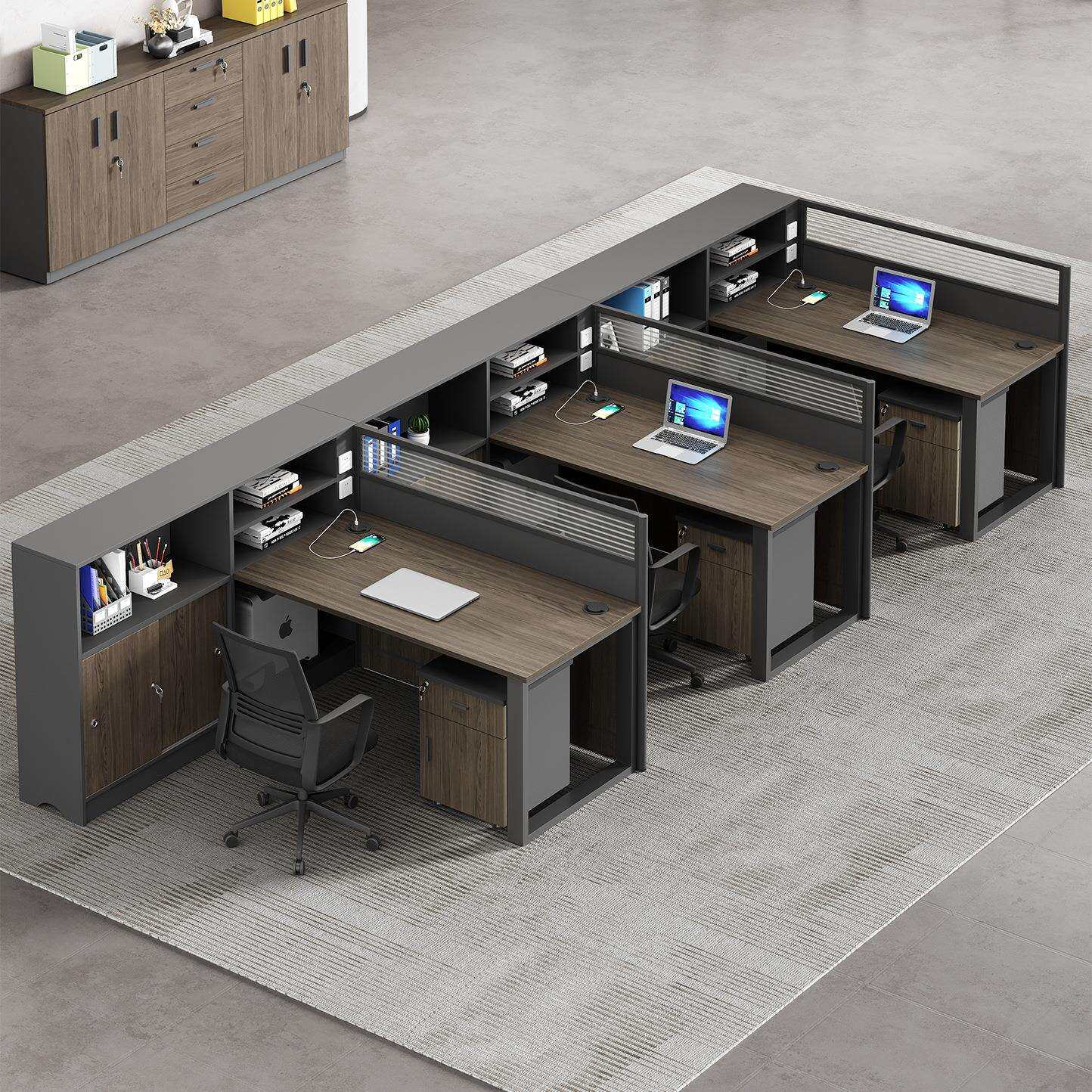 办公桌员工位四人位现代简约单人2/4/6人位办公室桌椅组合职员桌