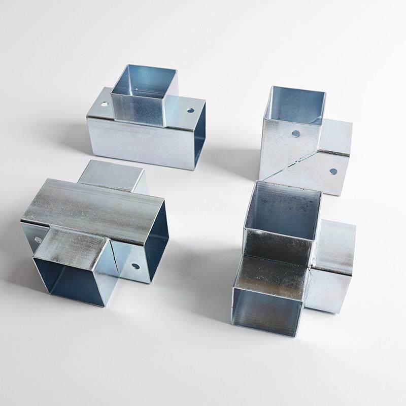 5个装 镀锌方管连接件免焊接固定接头铁艺护栏配件卡扣直通两通