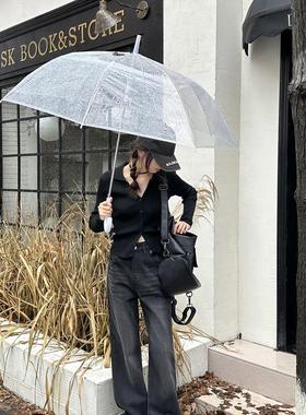 【酷过前男友】TRYOLO自制腰头纽扣设计宽松百搭直筒拖地牛仔裤女