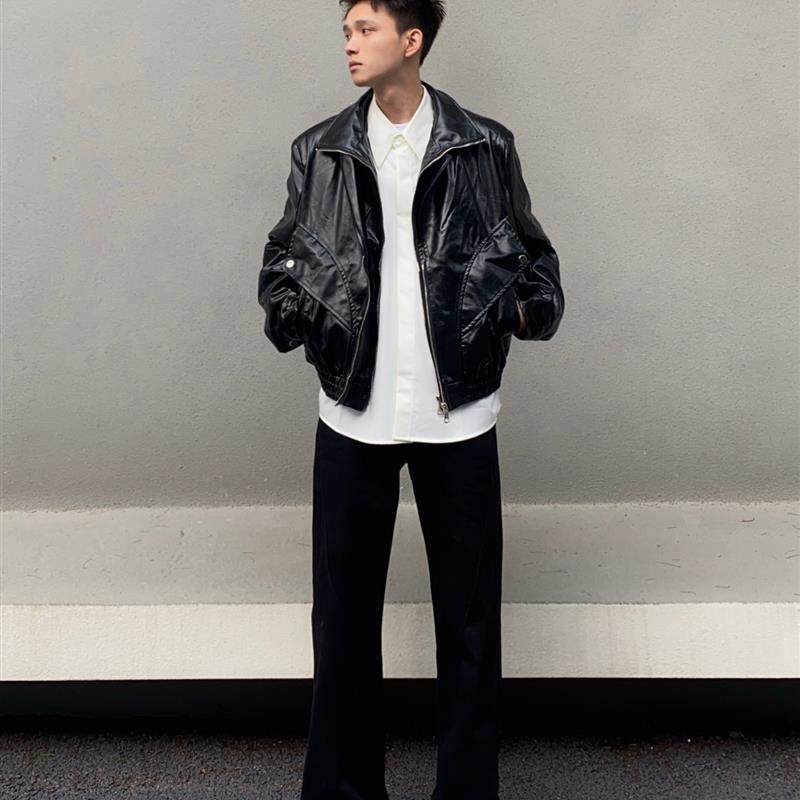 E23 黑色美式高街微喇叭百搭宽松直筒牛仔裤男休闲复古男女中性风