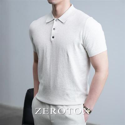 GZX ZEROTOX正肩T恤男透气亲肤翻领针织POLO衫提花16针短袖男上衣