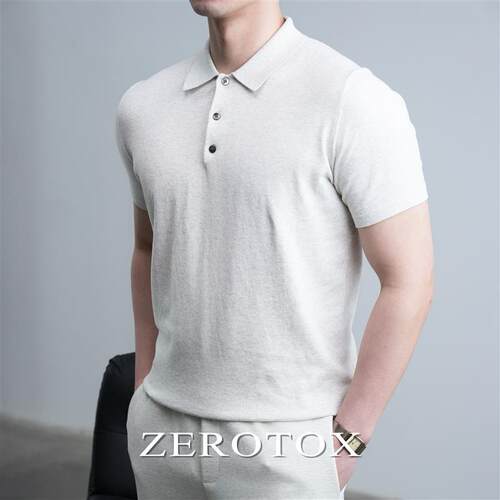 GZX ZEROTOX正肩T恤男透气亲肤翻领针织POLO衫提花16针短袖男上衣
