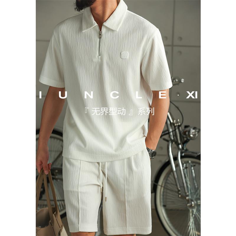 IUNCLEXI【无界型动】26夏季POLO短袖运动套装男抗皱压褶裤子上衣