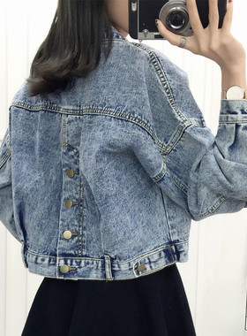 牛仔外套女2025春秋短款蝙蝠袖上衣学生宽松韩版bf原宿风夹克外套