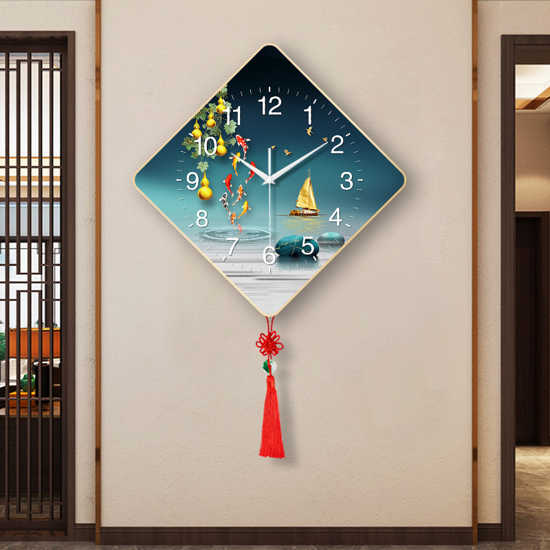 玄关装饰画静音挂钟免打孔