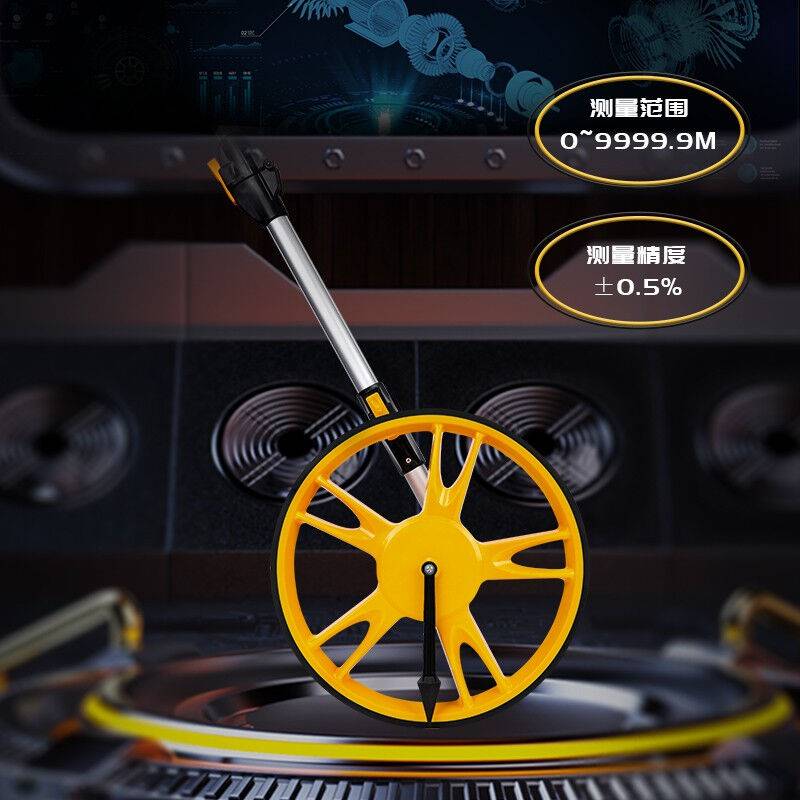 现货速发(deli测距)数显手推滚轮量路测距仪式车器机械轮户外滚动
