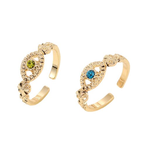 极速Alloy Flower Turkey Evil zEye Rings For Women Shiny Holl