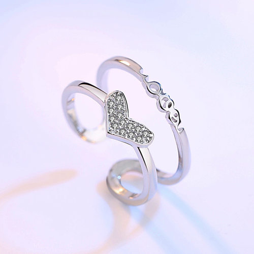 极速New Womans Rinng Love Heart Luxury Zircon Finger Jewelr