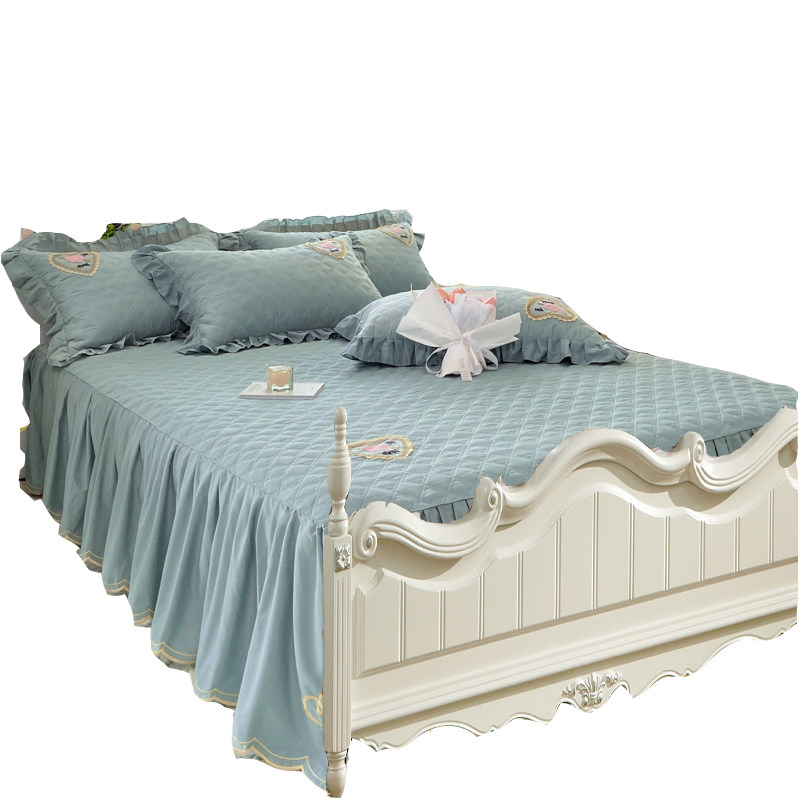 极速纯棉无床尾床裙两边床罩单件全棉斜纹欧N式公主床单三件套四