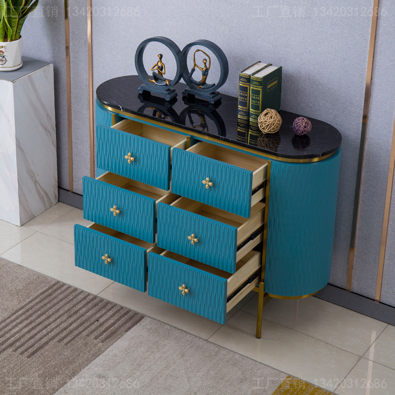 极速轻奢实木六斗柜大理石餐边柜别墅进门K玄关柜蓝色门厅柜储物,住宅家具,斗柜,淘宝优惠券,粉丝福利购,淘宝优惠卷