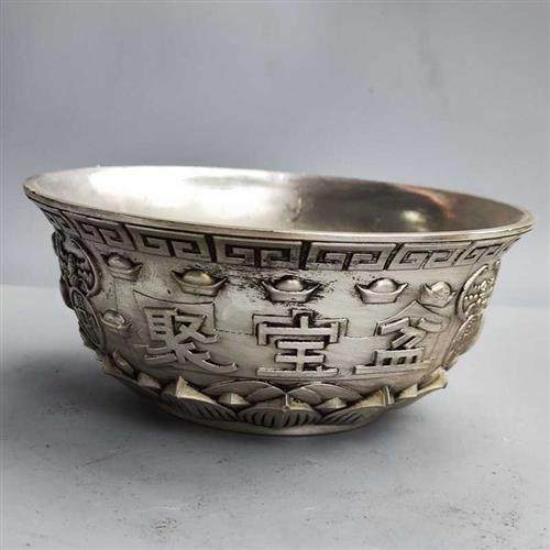 极速古玩杂项g收藏仿古大清乾隆年制双龙碗浮雕碗家居摆饰百福碗