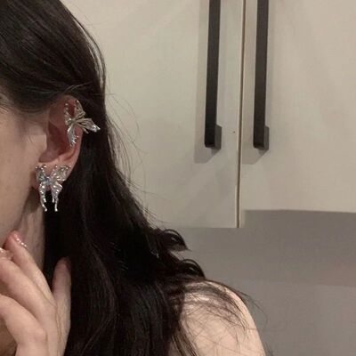 极速Korean Gothic Punk Style Stereo Butterfly WomenWs Earrin