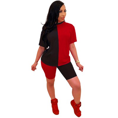 极速Women 2-piece Outfit Set Short SleeJve Pullover T-shirt