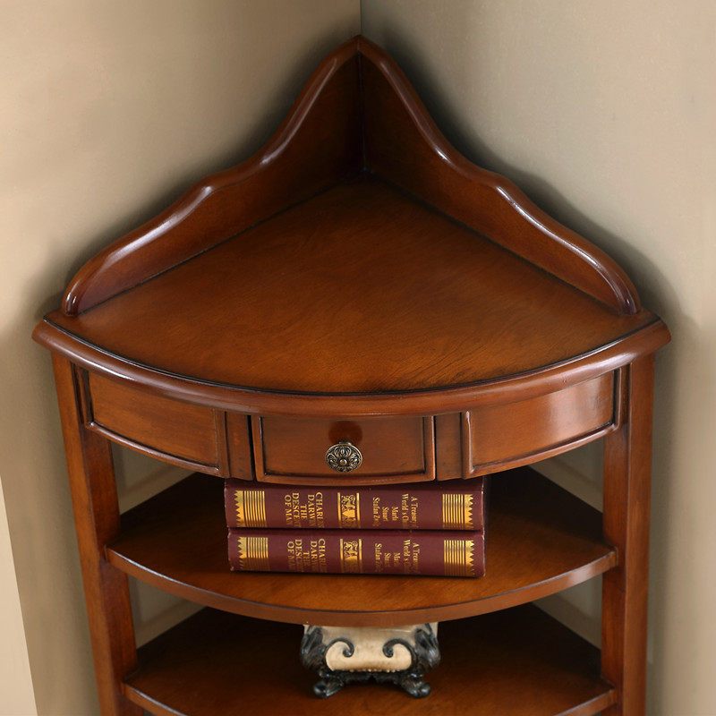 极速美式转角柜实木客厅餐厅墙角柜角落多层置物花V架欧式小三角