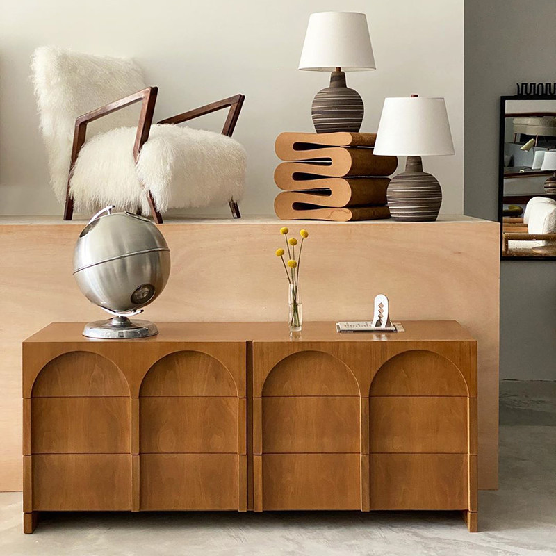 极速斯莱a美复古美式侘寂简约拱形实木纹理卧室收纳柜储物抽屉六,住宅家具,斗柜,淘宝优惠券,粉丝福利购,淘宝优惠卷