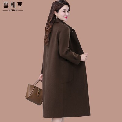 年轻妈妈秋装双面绒外套中长款洋气2025新款中老年女秋.冬羊毛大