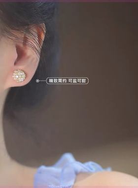 极速铜合金耳饰小巧精致轻奢耳针简约复古N温柔绣球耳环E426