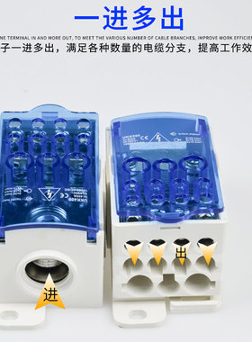 极速UKK125A单极分理线盒导轨式接线端子一进S六出并线器铜大电流