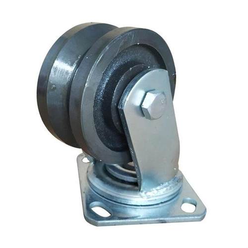 极速新品4寸5寸6寸8寸铸铁v型滑轮重型轨道滑L轮带槽轮.全铁轮子