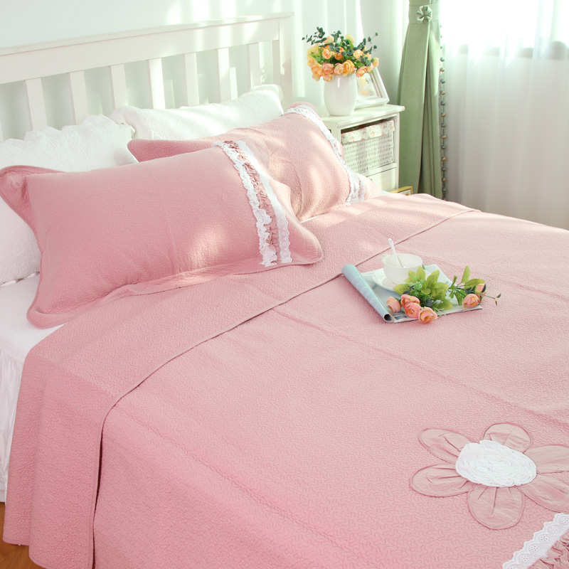 极速新款床品韩式小清新全棉布y艺绗缝床盖三件套加厚床单春秋薄