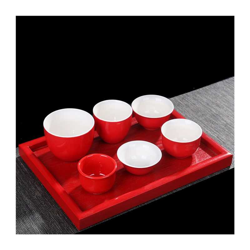 极速包邮红色茶碗红色茶杯陶瓷品C茗杯喜庆敬茶杯结婚敬酒杯茶具