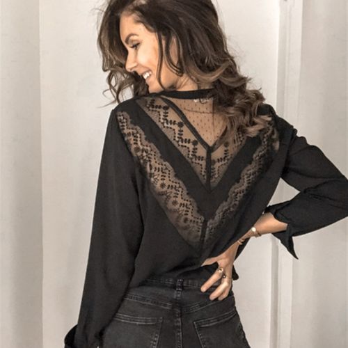 极速Women Cfhiffon V-e louse Summer Autumn Casual Long Sleee