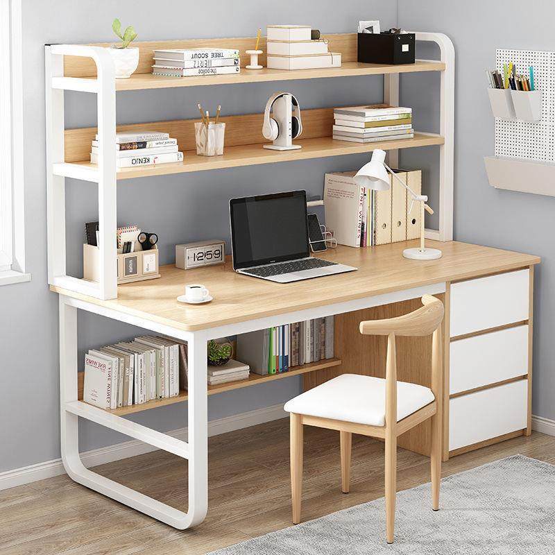 极速2023新款电脑桌椅子一套书桌E书架书柜一体学生学习桌简约家