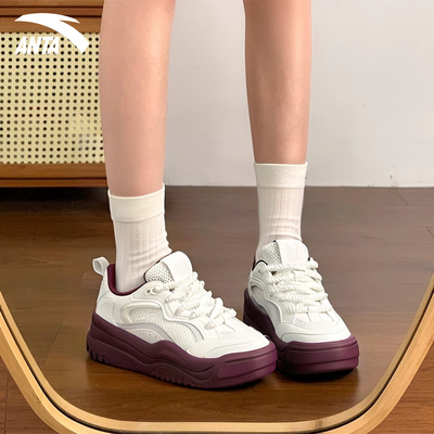 安踏女鞋波浪鞋2025新款休闲板鞋