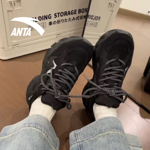 安踏休闲鞋女款透气增高老爹鞋