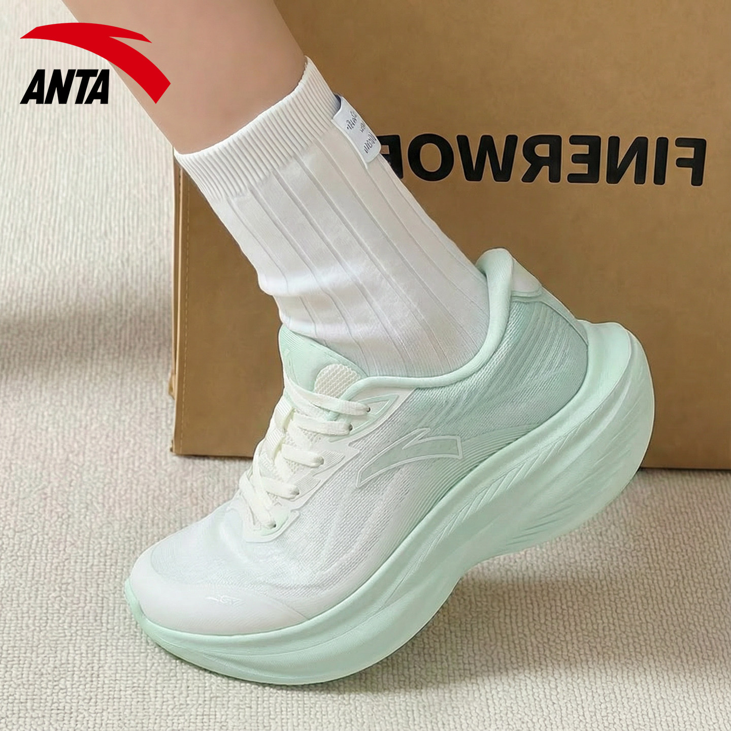 安踏叶子7运动鞋女2026夏季新款羽毛球鞋学生体测厚底缓震跑步鞋