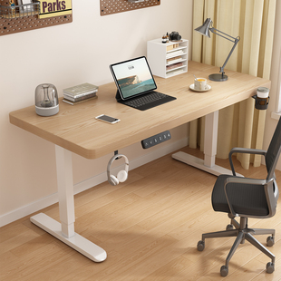 实木电动升降桌智能电脑桌可升降简约工作台办公桌家用书桌写字桌