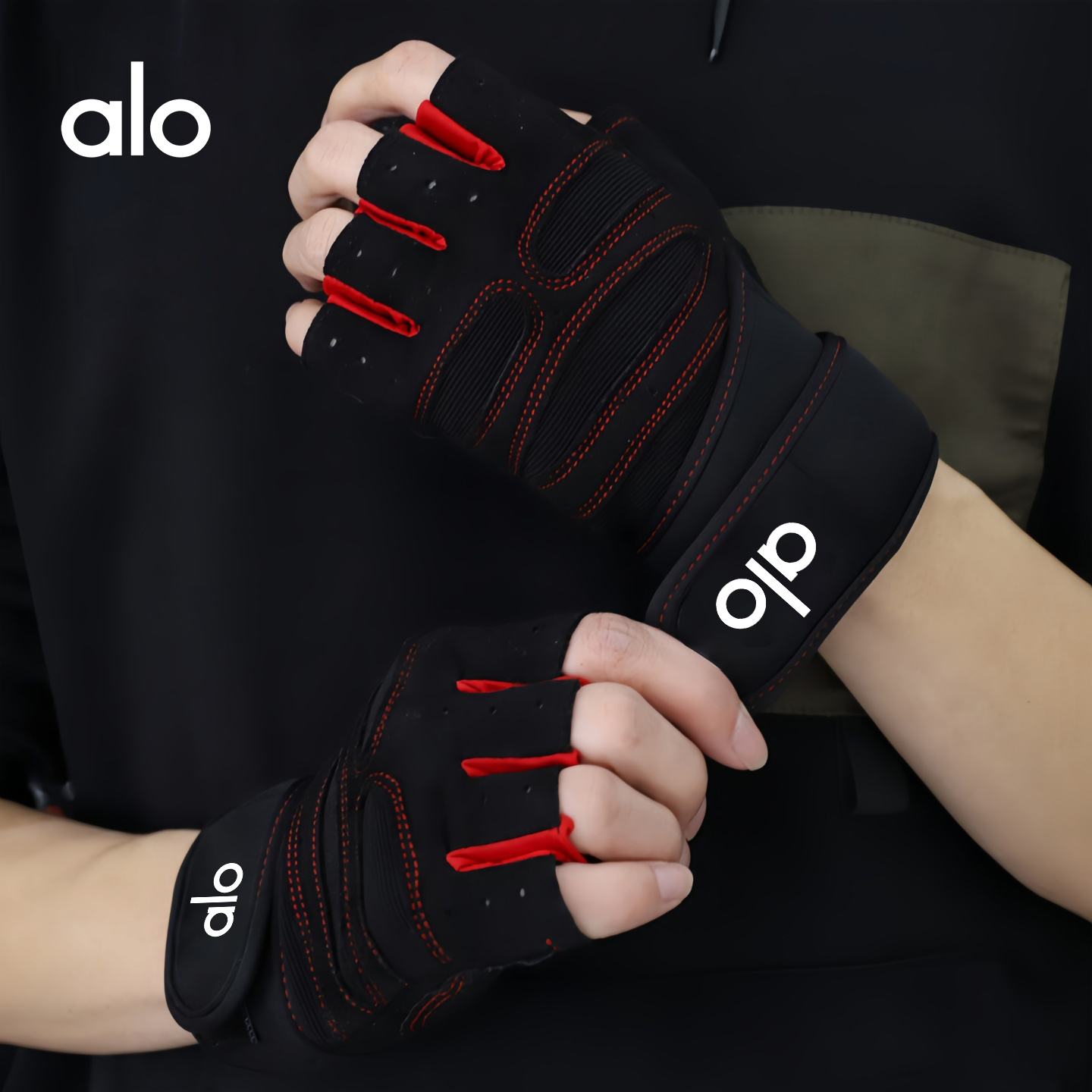 alo运动手套护腕撸铁防起茧半指