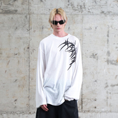 高质感纯棉涂鸦印花Unisex廓形长袖 AKTKT恤2024秋季 新品 防晒t恤