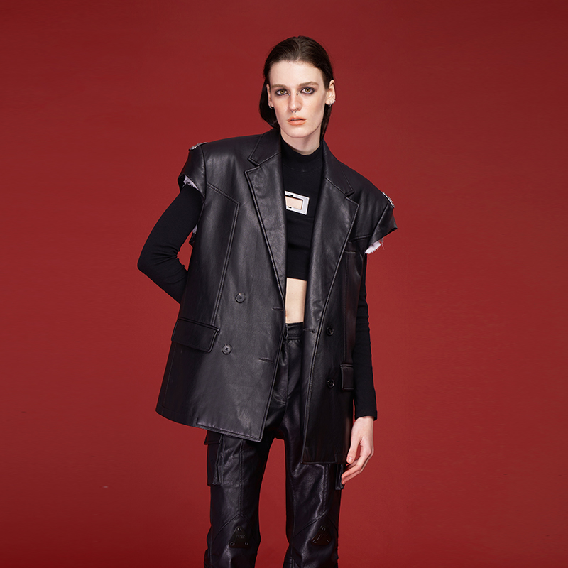 AKTK【高瀚宇/刘耕宏明星同款】设计无性别宽肩烂边无袖西装马甲