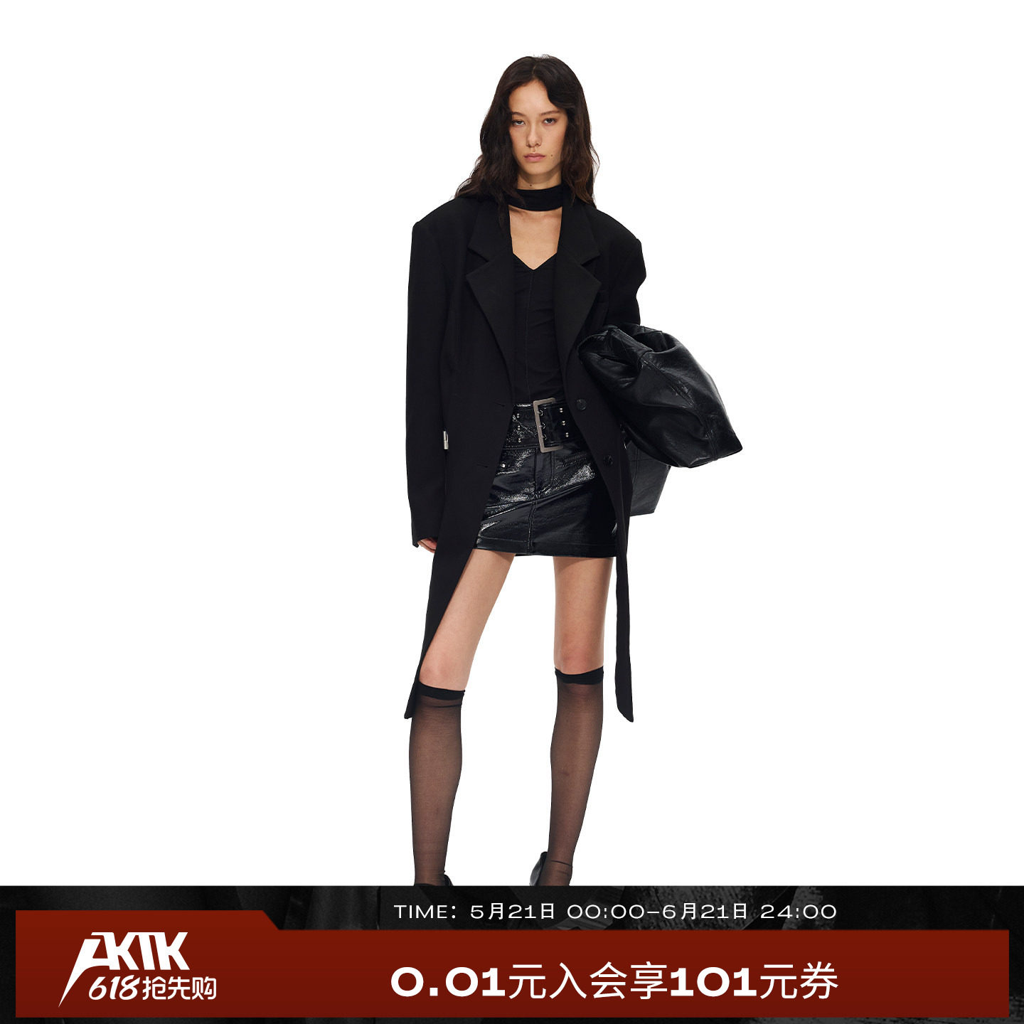 AKTK 合页锁扣解构黑色西装外套独特设计感小众时尚洋气时髦轻奢