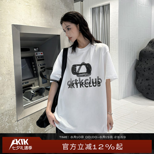 AKTK【余宇涵、朱志鑫明星同款】25 LOGO印花短袖宽松无性别T恤