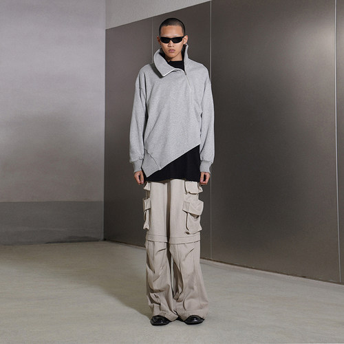 AKTK卫衣 秋冬新款 原创设计 不对称解构高领卫衣男款