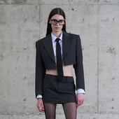 AKTK西装 外套女 金属扣正肩上衣毛边短西装 2024秋季 新品