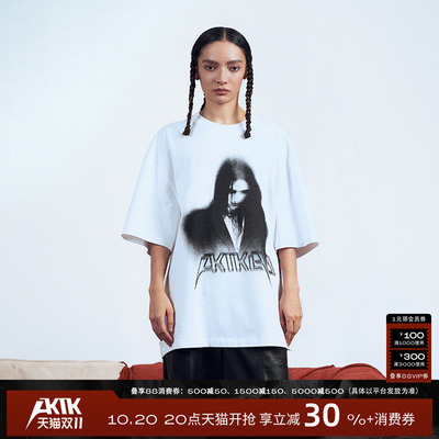 AKTK低保真人像印花T恤