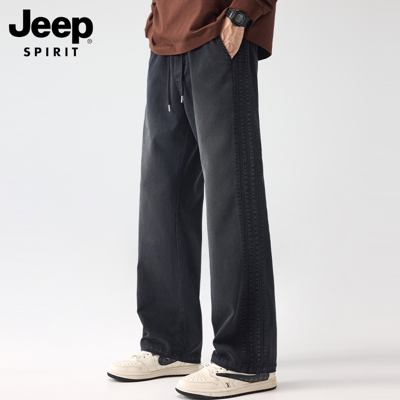 吉普长裤宽松直筒男士运动休闲裤